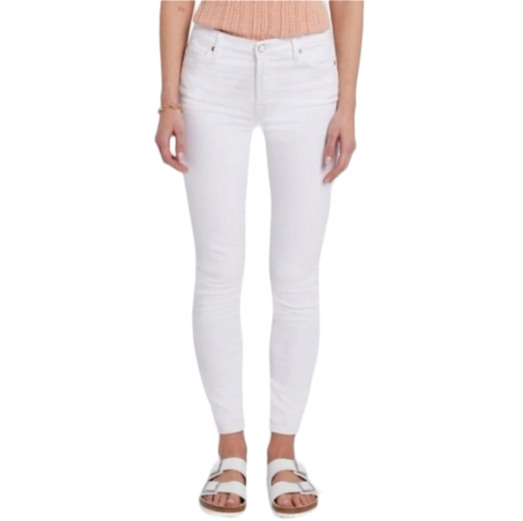 7 For All Mankind Women's The Skinny Jeans White Mid-Rise Size W29 L31 - Picture 1 of 7